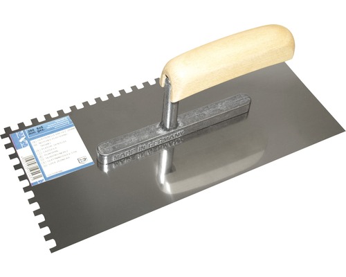 Spatule à dents avec manche en bois et lame en acier, 280x6x6 millimètres