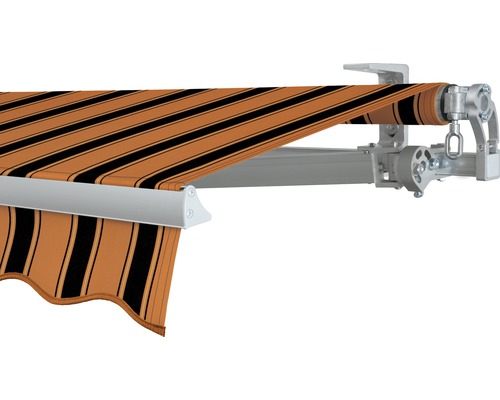 SOLUNA Gelenkarmmarkise Concept 3,5x2,5 Stoff Dessin 6363 Gestell Silber E6EV1 eloxiert Antrieb rechts inkl. Kurbel