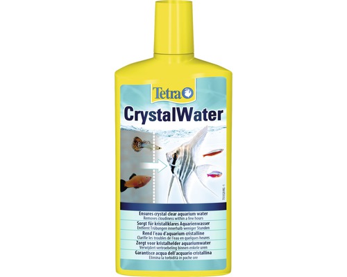 Tetra clarificateur d’eau CrystalWater 500 ml Tetra Crystal Water pour clarifier l''eau d''aquarium en bouteille jaune
