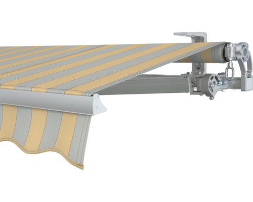 SOLUNA Gelenkarmmarkise Concept 3x2 Stoff Dessin 6676 Gestell Silber E6EV1 eloxiert Antrieb rechts inkl. Kurbel