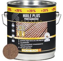Huile pour bois de Bangkirai en seau métallique avec indications sur les propriétés et l''application