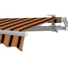 Store de terrasse à rayures marron et noires