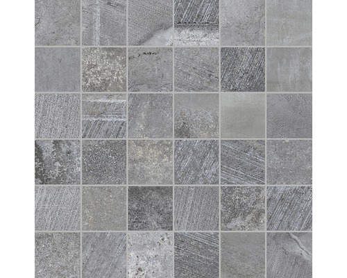 Mosaikfliese Boldstone grau gemischt 30x30 cm Mosaikfliese mit Steindekor