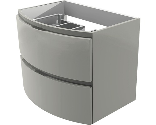 Waschtischunterschrank Baden Haus Vague 69 cm hellgrau hochglanz montiert 54854 Waschtischunterschrank mit zwei Schubladen