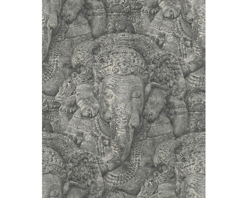 Papier peint intissé 525502 Crispy Paper Ganesha noir Mur décoratif avec relief de Ganesh