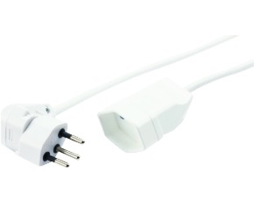 Kunststoff Verlängerungskabel, T12 Stecker, T13 Kupplung, Kabel 1m H05VV-F  3G1,0 weiss *CH*