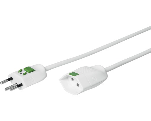 Verlängerungskabel 3x1mm² T12/T13 5m weiss Weisses Verlängerungskabel mit Stecker und Kupplung