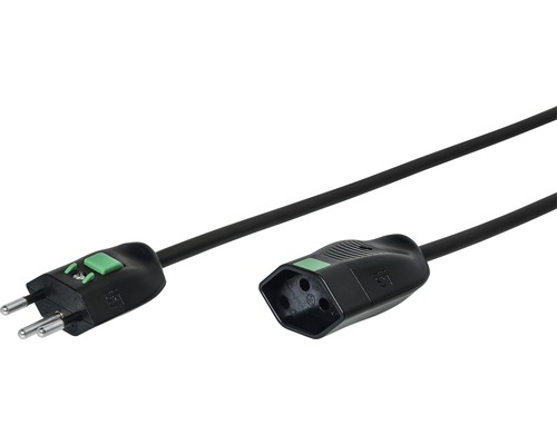 Verlängerungskabel 3x1mm² T12/T13 5m schwarz Verlängerungskabel mit Schutzkontaktstecker und Kupplung