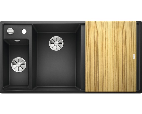 Blanco AXIA III 6 S évier lxp 1000x510 mm Silgranit anthracite avec planche à découper en bois et bac multifonction 524643