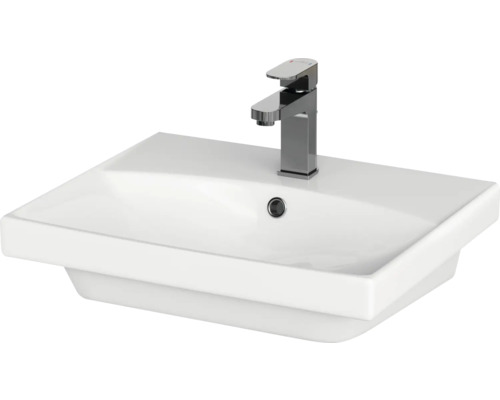 Vasque pour meuble Cersanit lave-mains CITY 50,5 x 40 cm blanc brillant K35-005 Lavabo en céramique avec robinet pour la salle de bain
