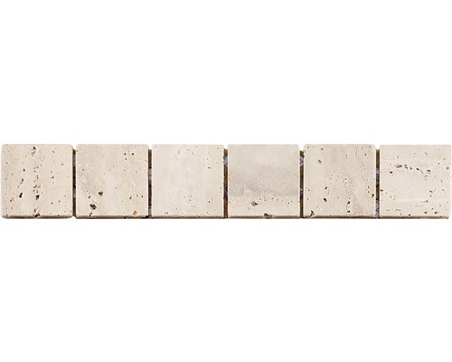 Frise en pierre naturelle CM-509010 blanc 5x30 cm Carreaux rectangulaires en pierre naturelle en travertin