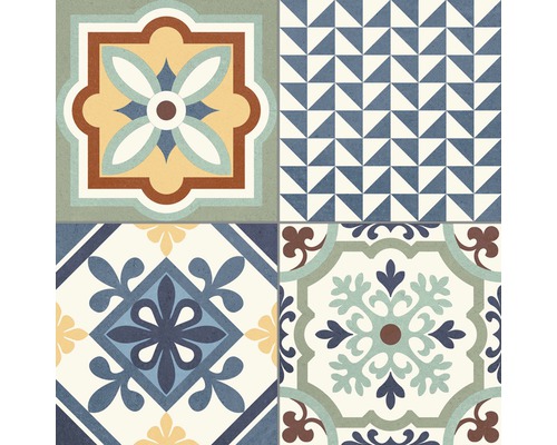 Motif de carreaux avec des motifs géométriques et floraux