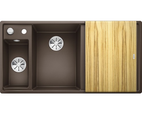 Blanco AXIA III 6 S évier lxp 1000x510 mm Silgranit café avec planche à découper en bois et bac multifonction 524652