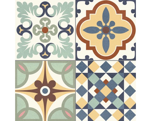 Carreaux décoratifs avec motifs géométriques et floraux