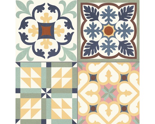 Carreaux décoratifs avec motifs floraux et géométriques