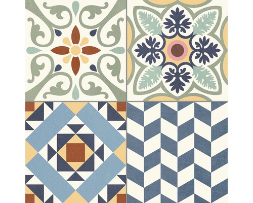 Carreaux décoratifs avec motifs géométriques et floraux