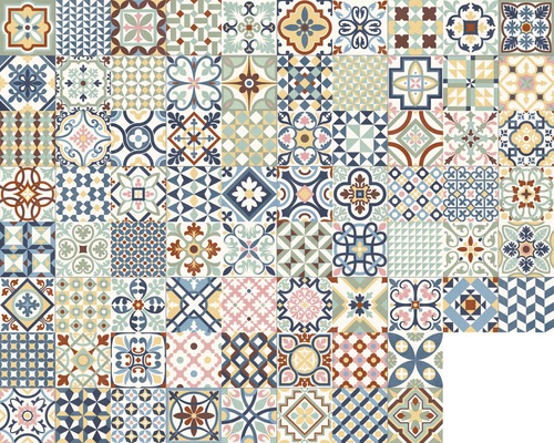 Motifs de carreaux avec motifs géométriques et floraux