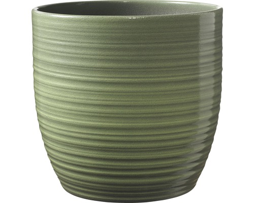 Blumentopf Soendgen Bergamo Lasur Kermaik Ø 13 H 12 cm blattgrün Keramik Blumentopf mit gerillter Textur