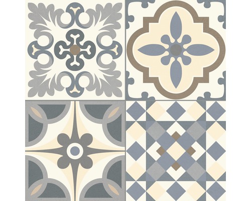 Dekorfliese mit geometrischen und floralen Mustern