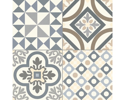 Dekorfliesen mit geometrischen und floralen Mustern