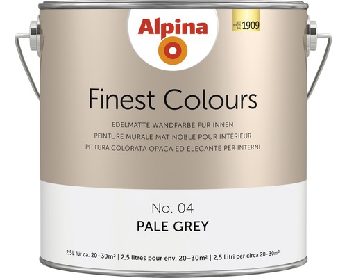 Alpina Finest Colours konservierungsmittelfrei Pale Grey 2.5 l Alpina Finest Colours Innenfarbe, edelmatt, Farbton Pale Grey, 2,5 Liter