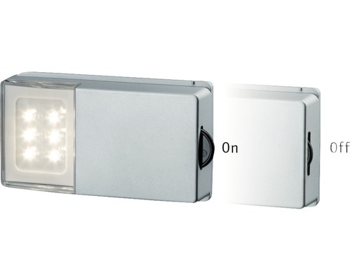 Éclairage d'armoire LED 25 lm 2700 K blanc chaud SnapLED argent fonctionnement sur piles