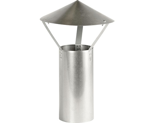 Conduit de poêle à chapeau pare-pluie Bertrams Ø 110 mm aluminié à chaud argenté Chapeau de cheminée en acier inoxydable avec pare-pluie