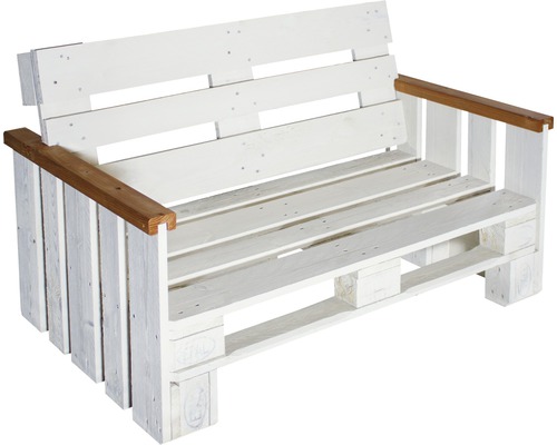 Banc en palettes de bois avec accoudoirs