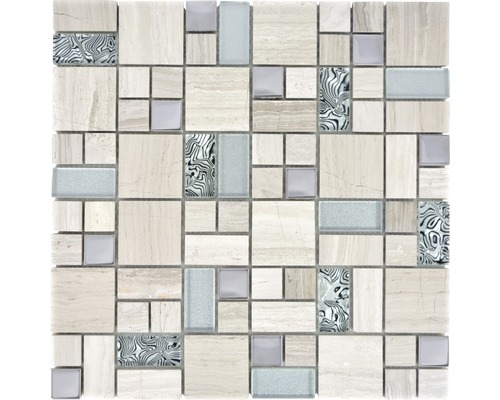 Mosaïque en pierre naturelle XCM MC599 30x30 cm Mosaïque en marbre, verre et grès cérame