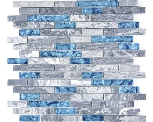 Mosaïque en pierre naturelle XCM MV688 30x29 cm Mosaïque avec éléments en pierre et en verre