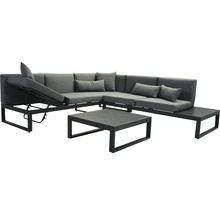 Graue Gartensitzgruppe mit Ecksofa und Couchtisch
