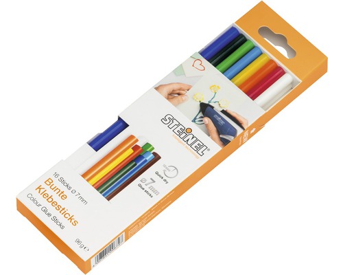 Steinel Bâtons de colle Ø 7 mm Color pack de 16 Steinel Bâtons de colle colorés 7 mm, 16 pièces dans l''emballage