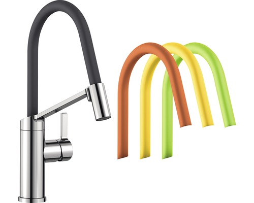Robinetterie de cuisine haute pression Blanco VIU-S chrome galvanisé 524813 Robinet de cuisine avec tuyau interchangeable