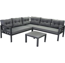 Salon de jardin Elba aluminium 5 places 3 pièces anthracite mat