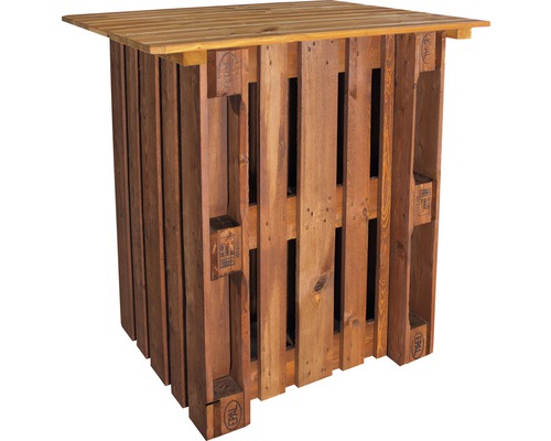 Table de bar en palettes en épicéa de 120x95x122 cm brun