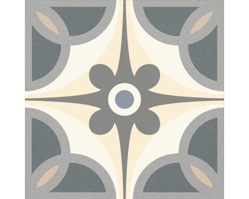 Carreau de sol décoratif avec motif géométrique et floral