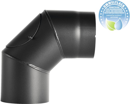 Conduit de poêle coudé Bertrams 90° avec trappe Ø 160 mm senotherm vernis noir métallisé