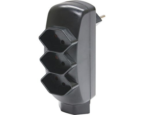 Mehrfachstecker 3xT13+1xT13 schwarz Steckdosenadapter mit drei Steckplätzen