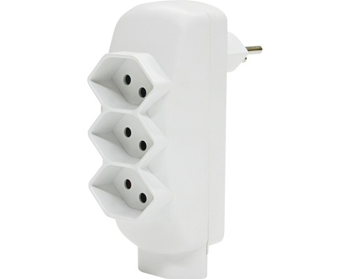 Mehrfachstecker 3xT13+1xT13 weiss Steckdosenadapter mit drei Steckplätzen