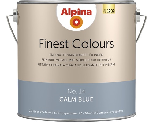 Alpina Finest Colours konservierungsmittelfrei Calm Blue 2.5 l Alpina Finest Colours Calm Blue Innenfarbe im 2,5 Liter Eimer