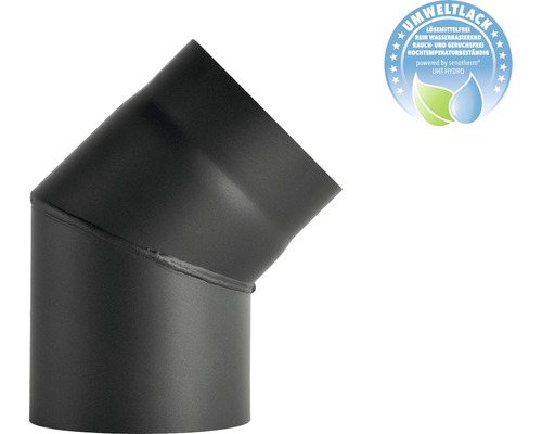 Coude de tuyau de poêle Bertrams 45° Ø 160 mm senotherm vernis noir métallique Coude de tuyau de poêle avec label de peinture écologique
