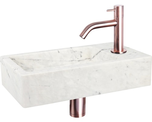 Vasque rectangulaire en marbre avec robinet