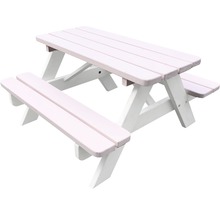 Ensemble de sièges pour enfants en bois, composé d''une table et de deux bancs
