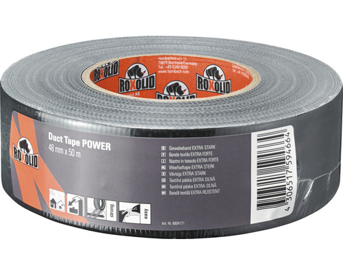 Bande textile Roxolid Profi Tape noir 50 m x 48 mm Rouleau de ruban adhésif en tissu, 48 mm x 50 m