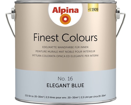 Alpina Finest Colours konservierungsmittelfrei Elegant Blue 2.5 l Alpina Finest Colours Innenwandfarbe, edelmatt, 2,5 Liter, Elegant Blue
