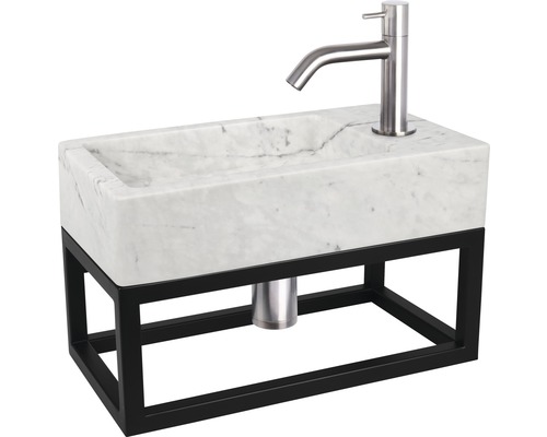 Vasque avec vasque en marbre et structure en métal