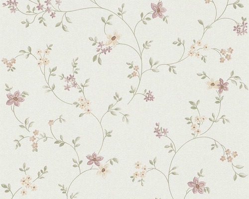 Vliestapete 93770-1 Fleuri Pastel Blumenranke rosa Tapete mit Blumenmuster und Ranken