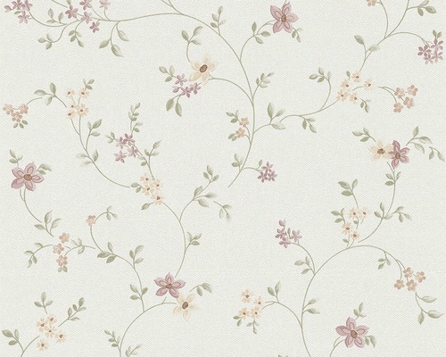 Papier peint intissé 93770-1 Pastel Bordures de fleurs rose