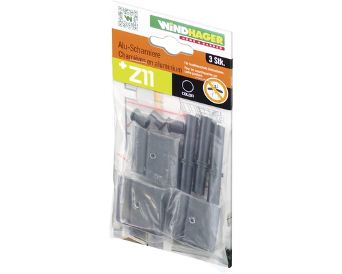 Insektenschutz Windhager PLUS/EXPERT Scharniere Aluminium anthrazit 3er Pack Windhager Aluminium Scharniere, 3 Stück, für Insektenschutz Drehtrahmen