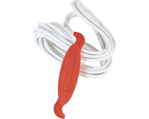 Weisses Heizkabel mit Thermostat